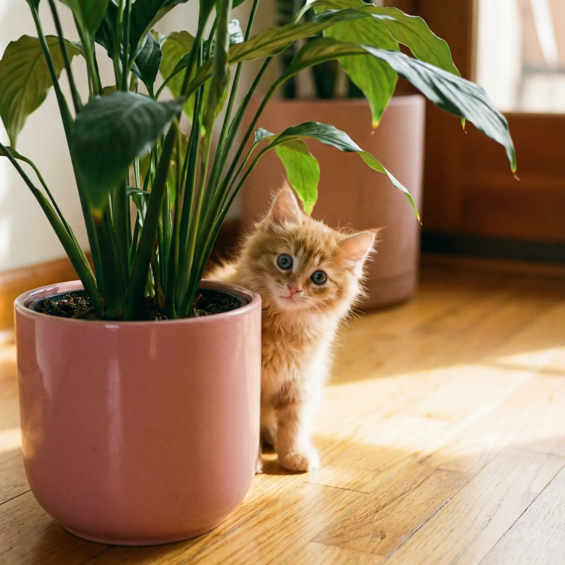小猫从花盆后探头 - 妖精动漫大全